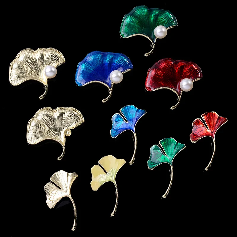 50pcs 29*45MM Gold Color Enamel Ginkgo Leaf Charms Wholesale Alloy Material DIY Jewelry  Branch Leaf Pendant Charms