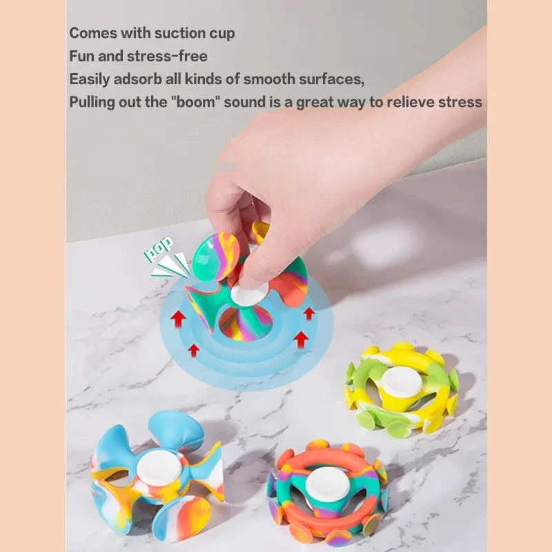 Fun Silicone Fidget Spinner With Suction Cup Darts Colorful Hand Spinner Anti-stress Fidget Toys For Adults Children Gift