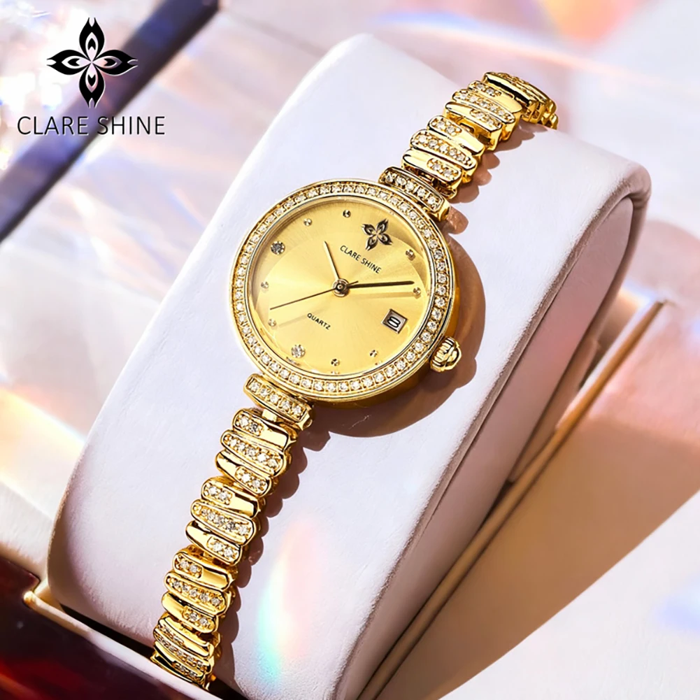 

Женские часы CLARE SHINE 7715, элегантные кварцевые часы, водонепроницаемые, с указателем даты, в подарочной коробке, коллекция Ripple Realm, новинка.