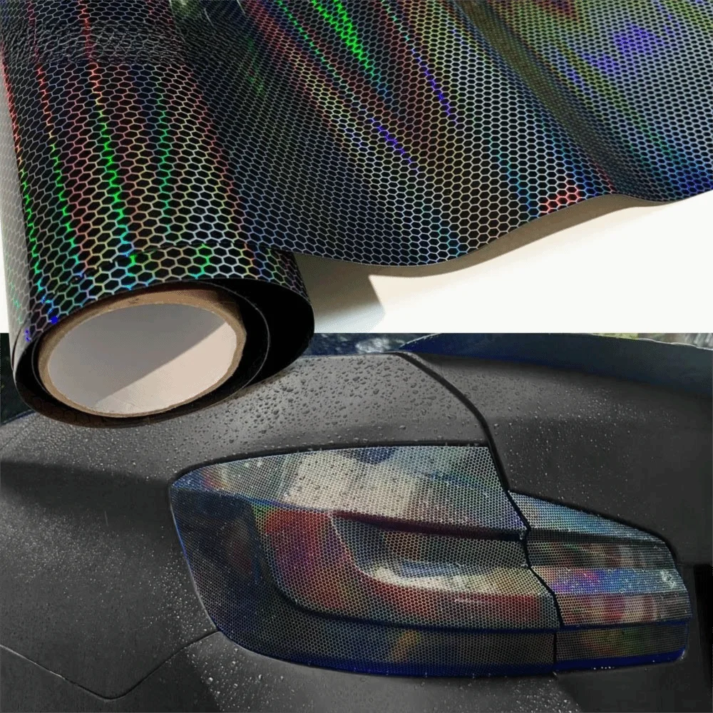 Honeycomb Car Motorcycle Vinyl Film Modify Color Changing DIY Headlight Taillight Tint Film Waterproof Wrap Foil Laser Stickers
