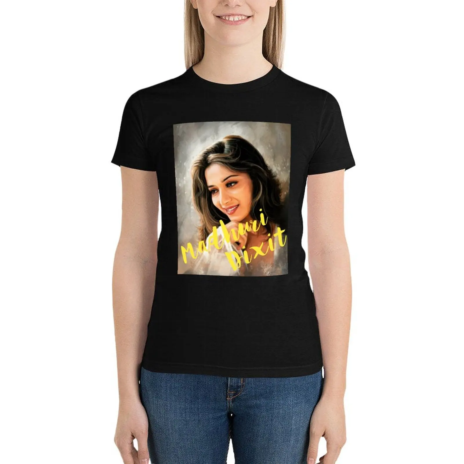 Madhuri Dixit Camiseta de manga corta, camisetas gráficas, camiseta para mujer