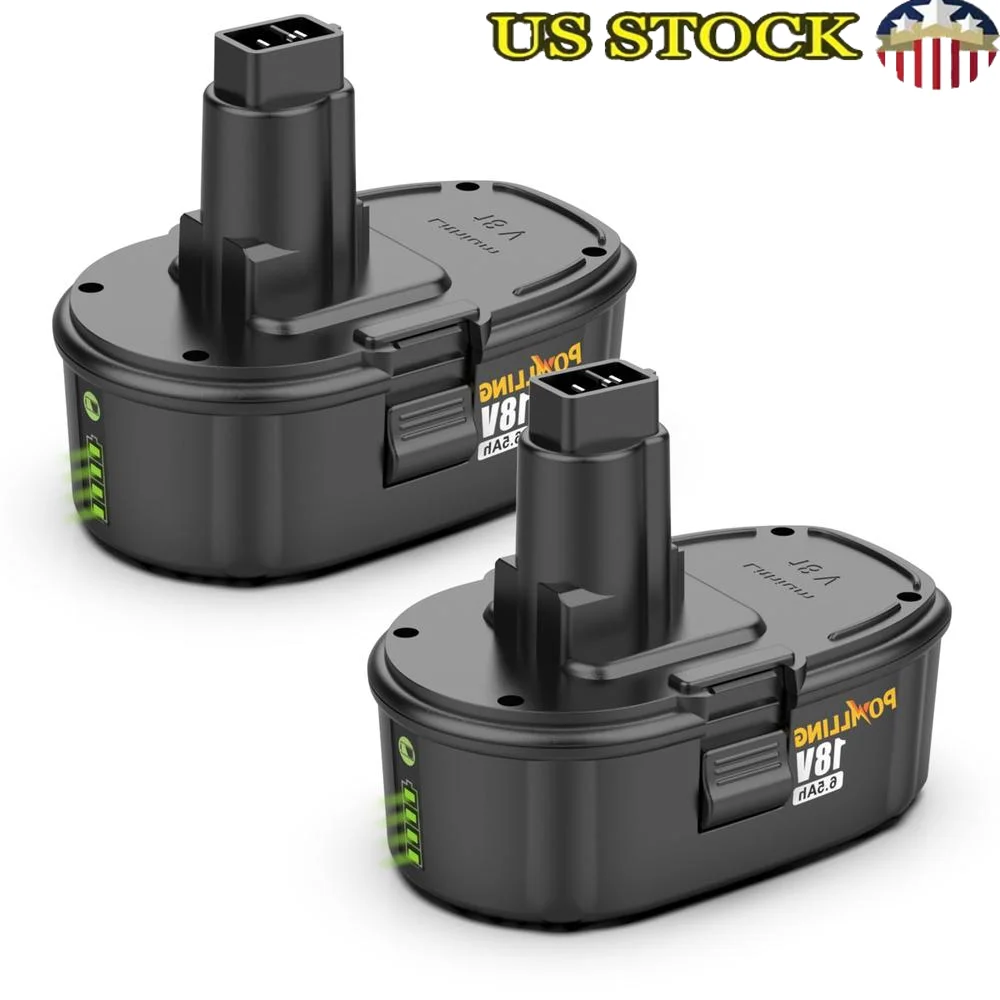 2 Pack 18V 6.5Ah Lithium-Ion Battery Replacement Dewalt XRP DC9096 DC9098 DE9039 DE9095 DE9096 DE9098 DW9095 DW9096 Longer