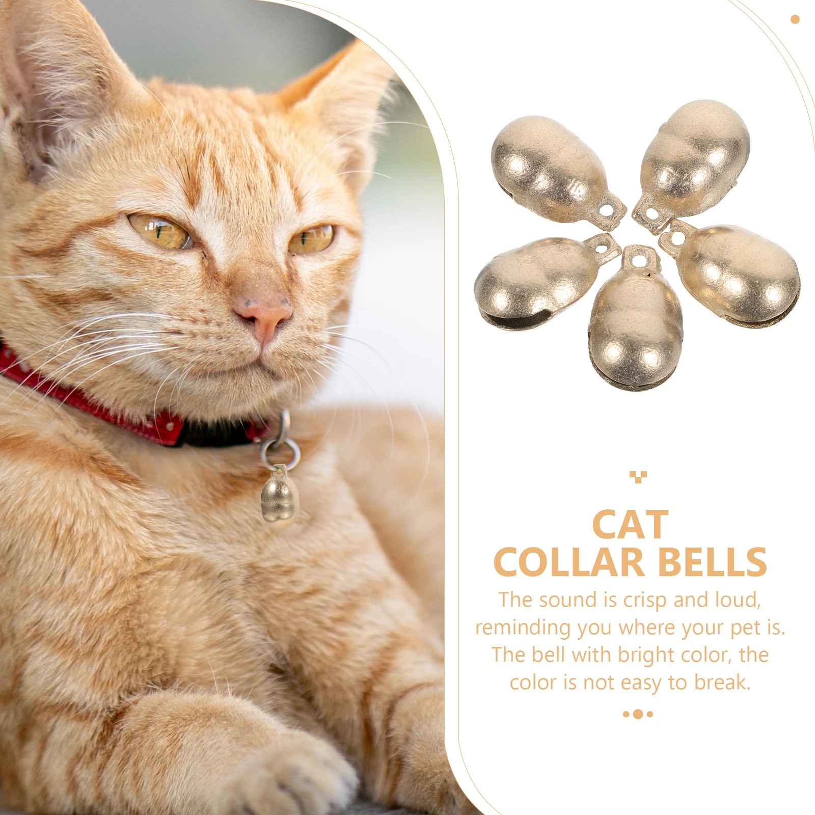 

10Pcs Dog Collar Bells Copper Crafted Metal Crisp Sound Easy Clip-on Pet Accessories for Cats Small Animals Holiday Decor