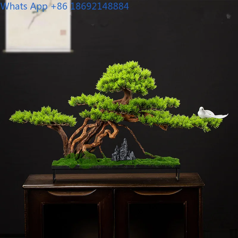 

Artificial Welcoming Pine Bonsai Floor Green Plant Fake Tree Hotel Entrance Villa Ornament Micro Landscape