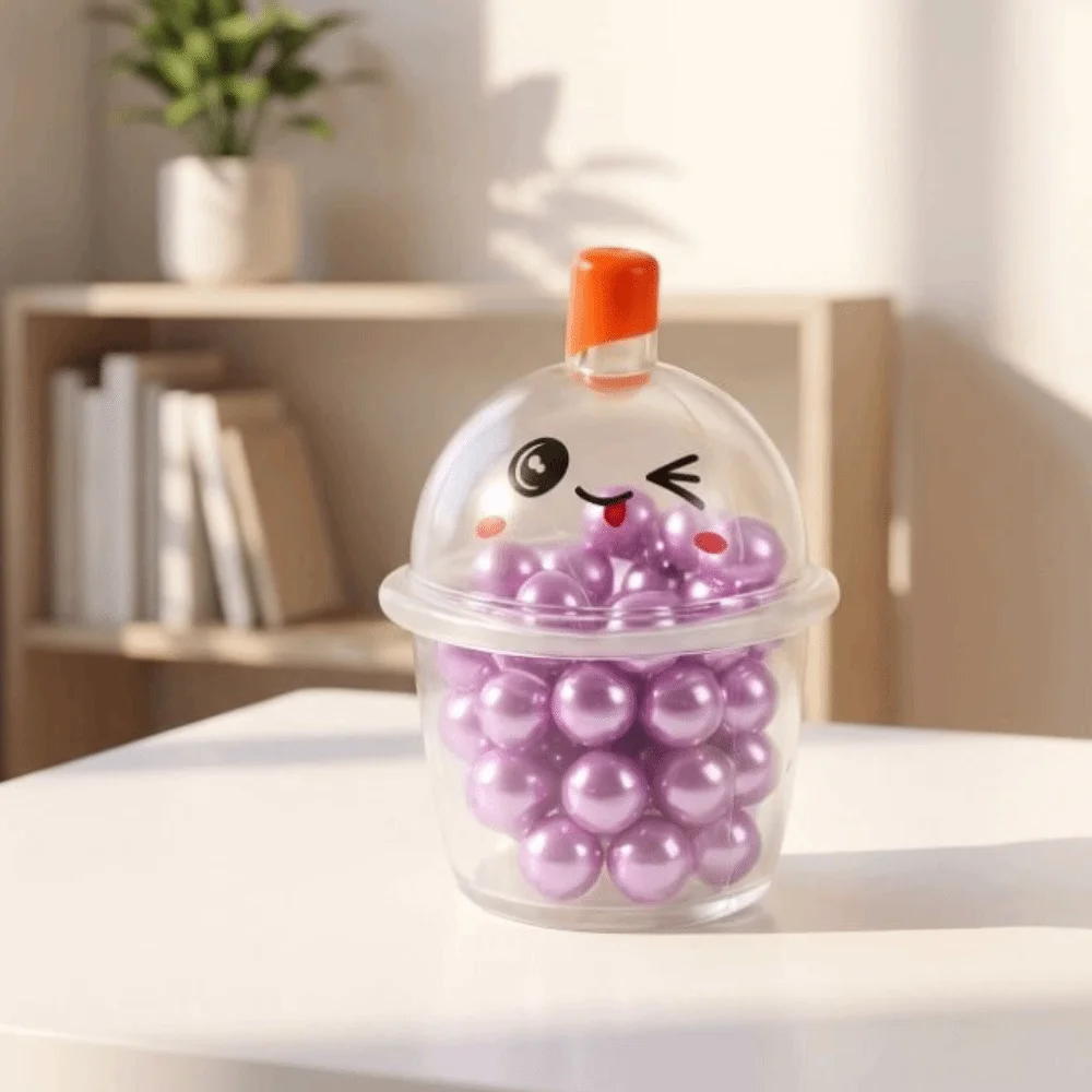 Creative Pearl Milk Tea Cup Squeeze Soft Slow-Rebound Pearl Milk Tea Cup Fidgets Fuuny Fun Squeezing Bubble Tea Cup