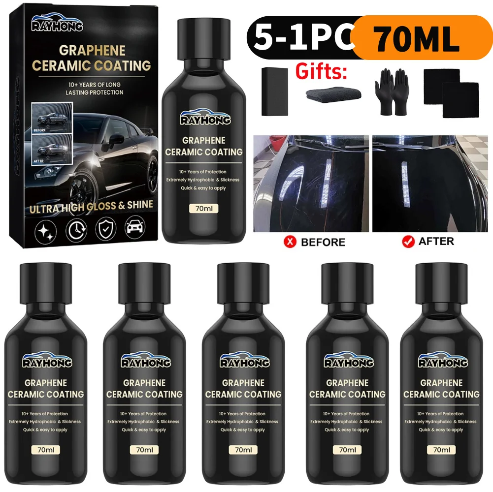 

5-1 шт., 70 мл, нанокерамическое графеновое покрытие, супергидрофобная УФ-светящаяся жидкость для защиты краски, усовершенствованная технология обслуживания автомобиля