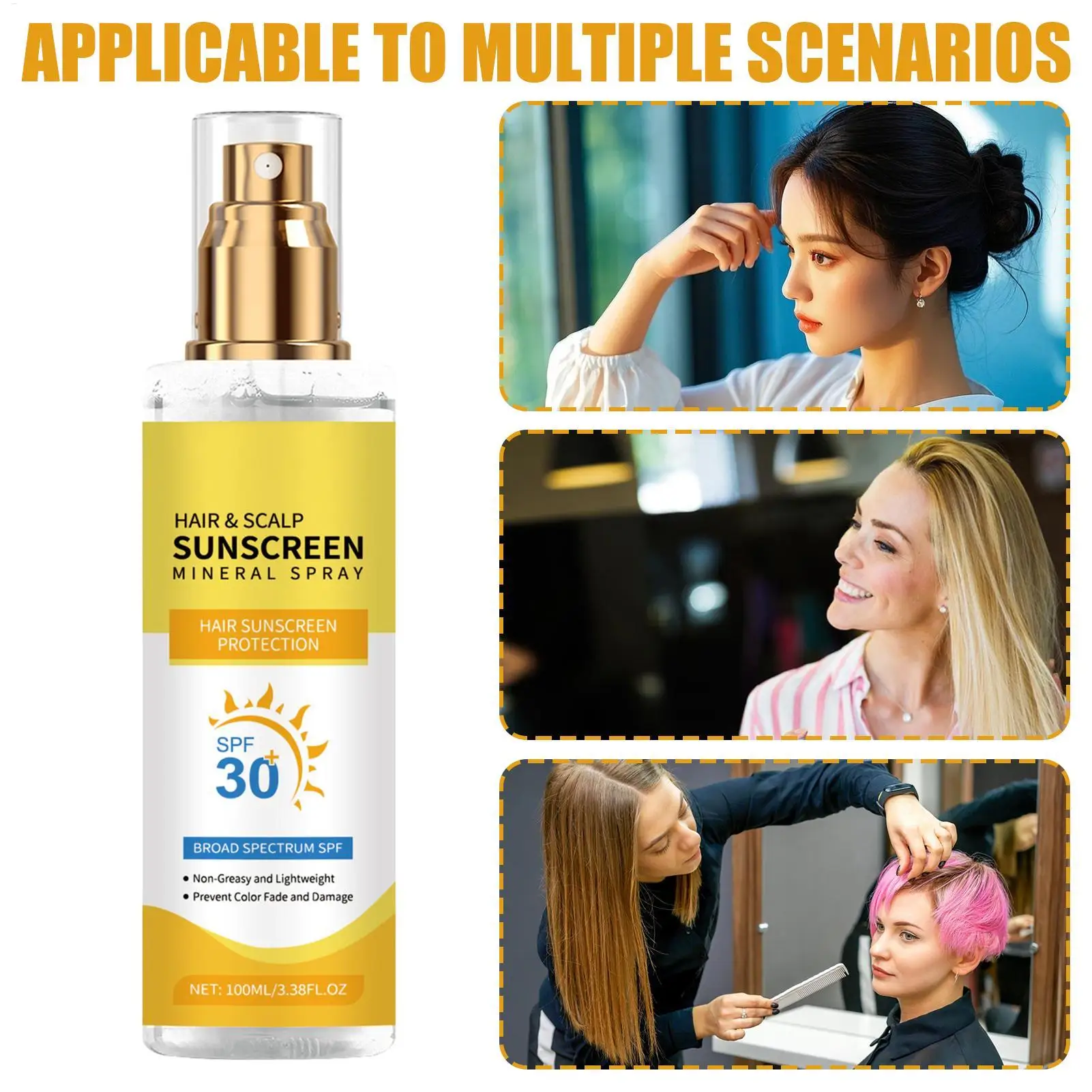 Protector solar para el cuero cabelludo, 100ml, Spray para el cuero cabelludo, niebla de protección solar para el cabello con SPF 30, Protector solar, Spray hidratante, productos de cuidado Personal