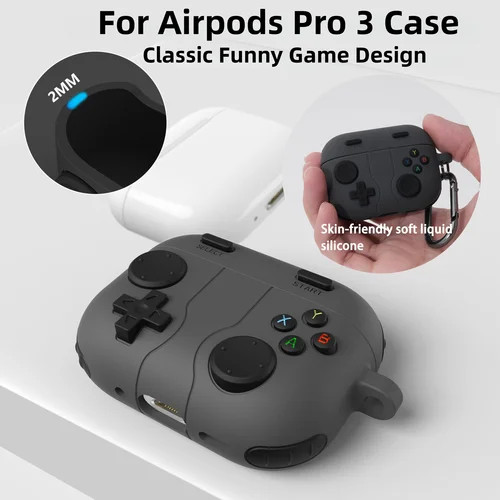 Funda de juego para AirPods Pro 3 (2025), funda protectora clásica divertida de silicona a prueba de golpes con Kit de limpieza, llavero para Airpods Pro 3