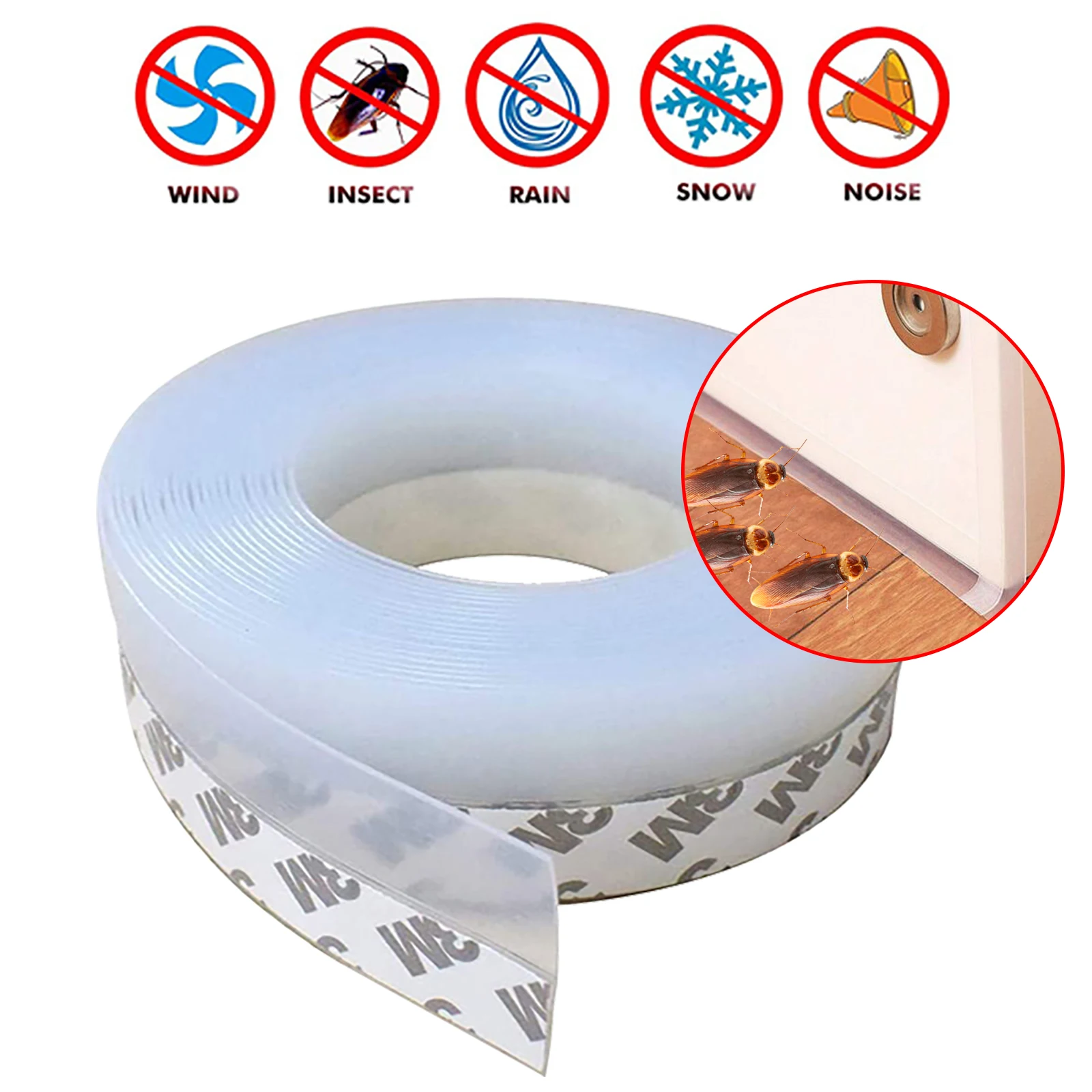 5M 35mm Self Adhesive Door Windshield Sealing Tape Door Bottom Weatherstrip