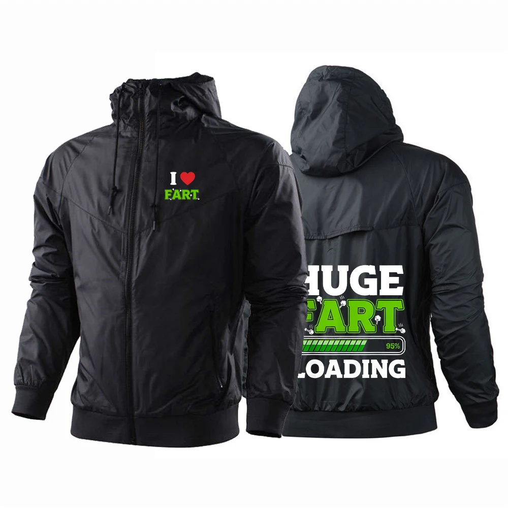 2026 Huge Fart Loading Print Spring And Autumn New Men's Patchwork Five-Color Windbreaker Casual Hooded Trendy Coat