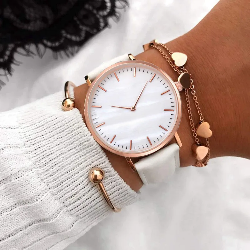 New Fashion Watches Women Simple Analog Quartz Wristwatch for Women Casual Leather Stap Ladies Watch Clock Gift reloj para mujer