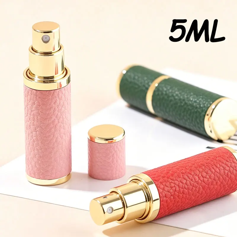 5ML Portable Leather Perfume Bottle Mini Refillable Spray Jar Scent Pump Empty Cosmetic Container Atomizer for Travel Bottle