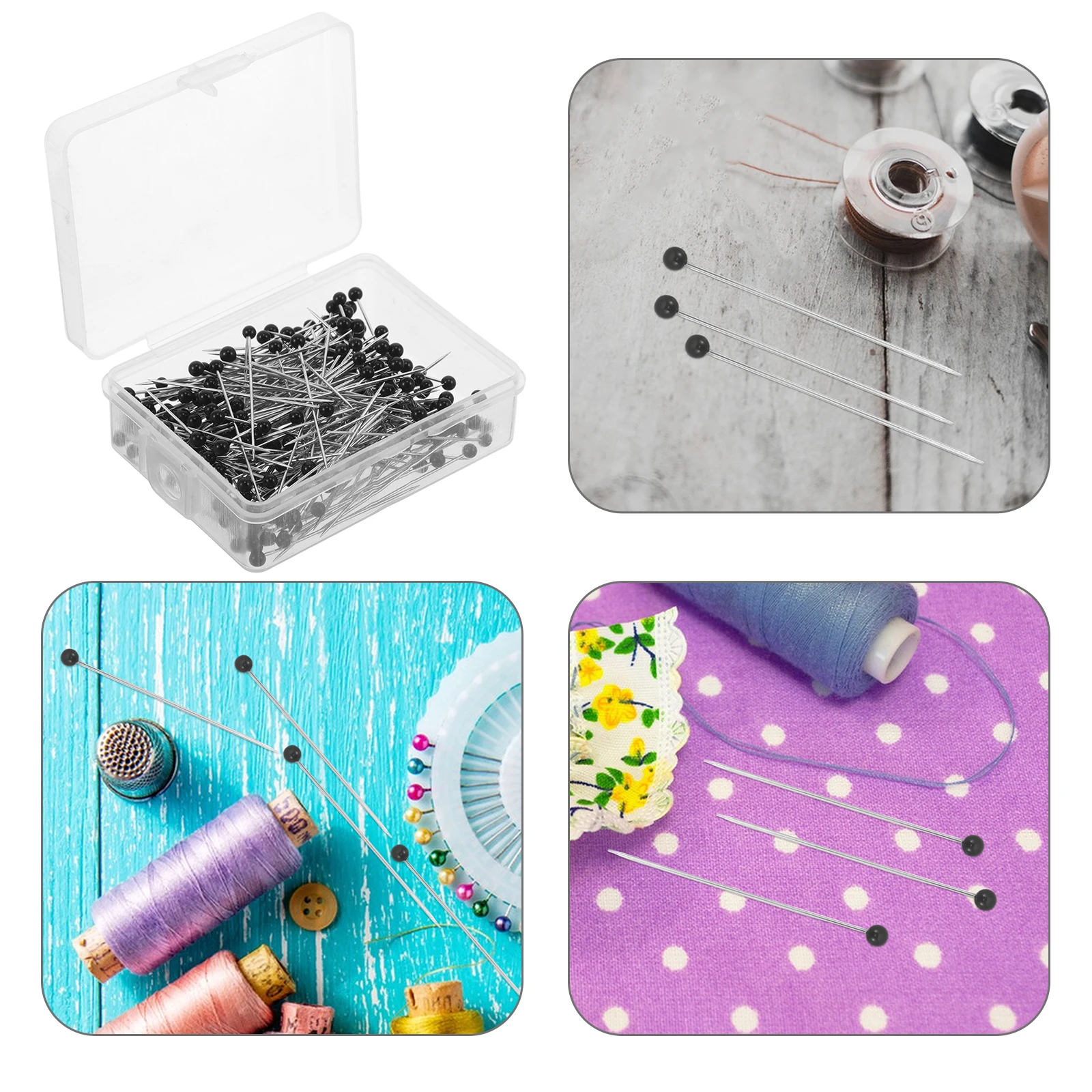 

250Pcs Sewing Needles 38Mm Ball Head Straight Quilting Type Decorative Finish Strong Plastic Metal Needles for Beginners