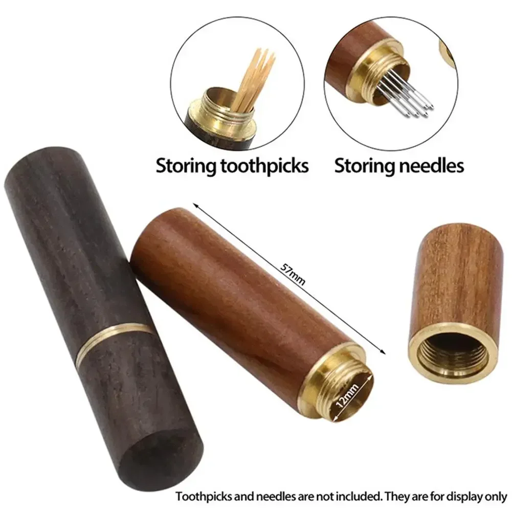 Sewing Needles Holder Storage Tube Wooden Box Hand Sewing Needles Case Embroidery Mending Needles Container For Indoor Outdoor