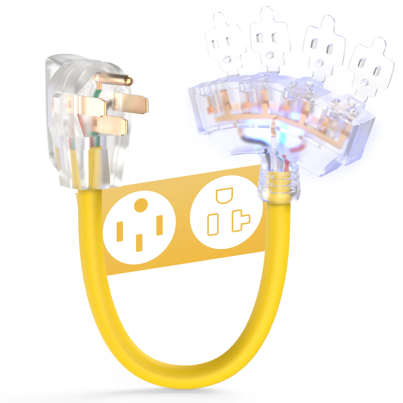 

Разветвитель мощности генератора TOOLIOM 50 А, от NEMA 14-50P до 4x 5-15R/20R, 125/250 В, 7500 Вт, шнур 10AWG STW 1,5 фута, внесен в список ETL