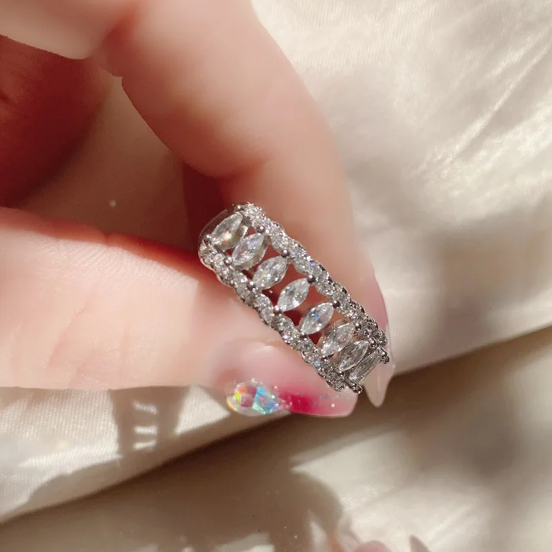 

MDLFES Moiss..n Diamond Style Гонконгский стиль, кружевной край, высокоуглеродистый бриллиант, женское кольцо, толщина, белое золото 18 карат