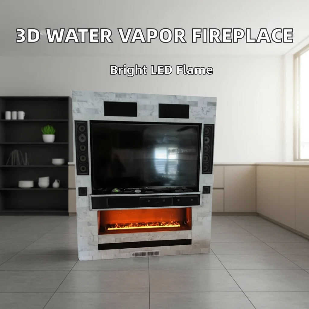 3D Visual Electric Fireplace Heater Built-in Insert Indoor Use 700/1300/1900 Mm 28/52/76 Inches with Remote Control