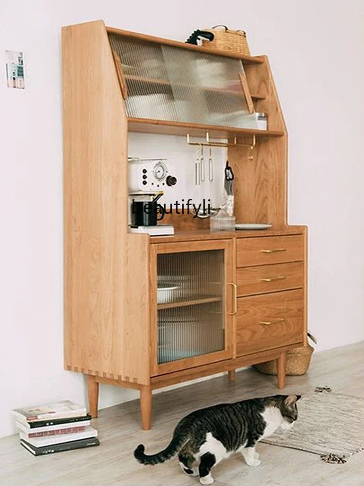 V VNordic Solid Wood Sideboard Household Light Luxury All-in-One Cabinet Clothes Closet Simple Modern Locker Tea Cabinet