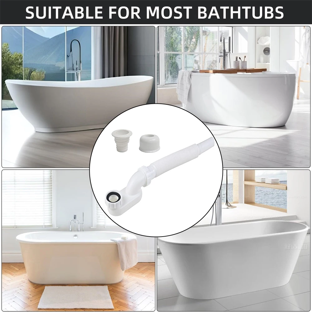 Flexible G1-1/2 Inch P-Trap Drain Pipe for Freestanding Bathtub Installation with Compact Low Profile Flat Design