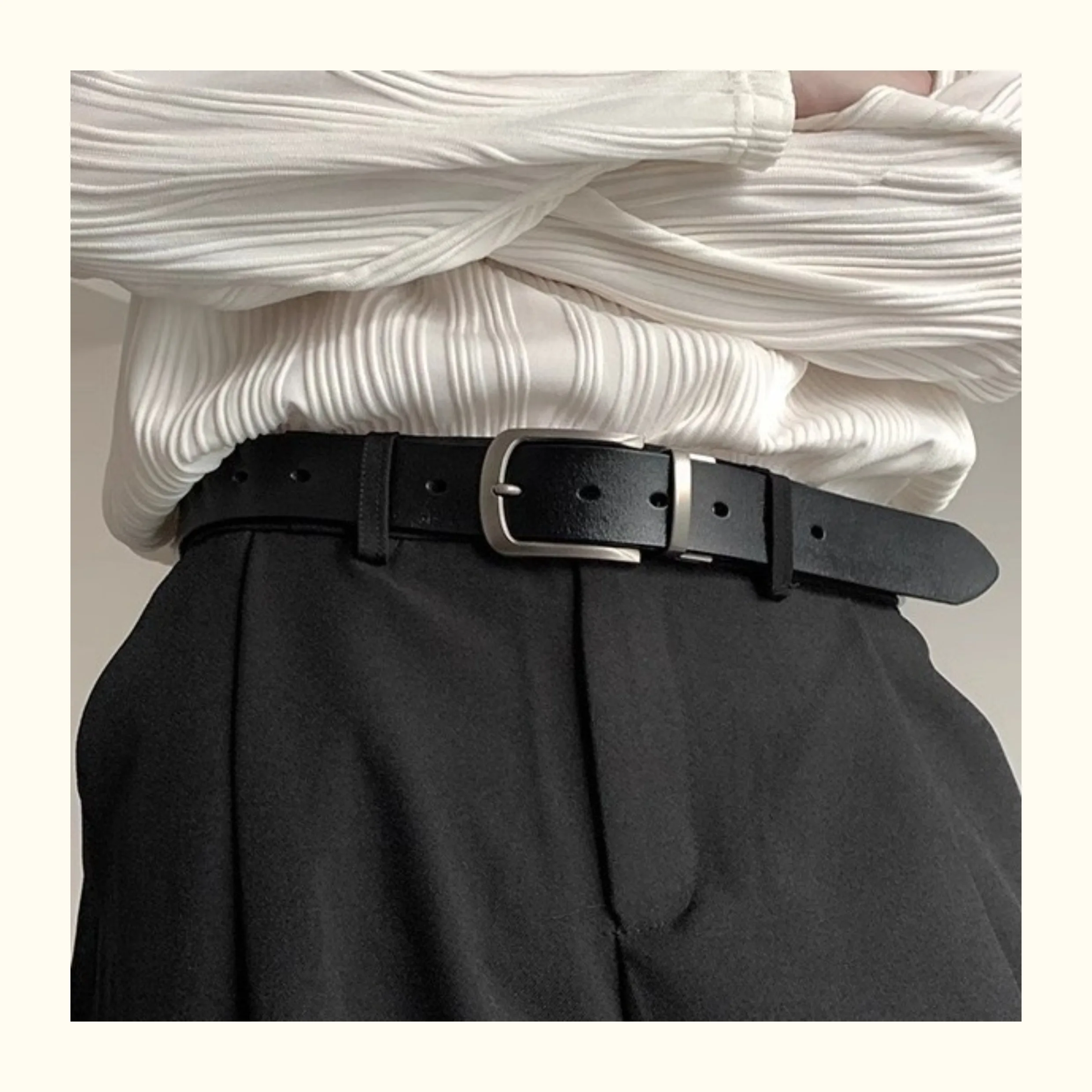 

Man PU Leather Belt Summer Buckle Man's Belt Cinturon Gotico Cowhide Retro All-match Casual Jeans Soft Belt B01