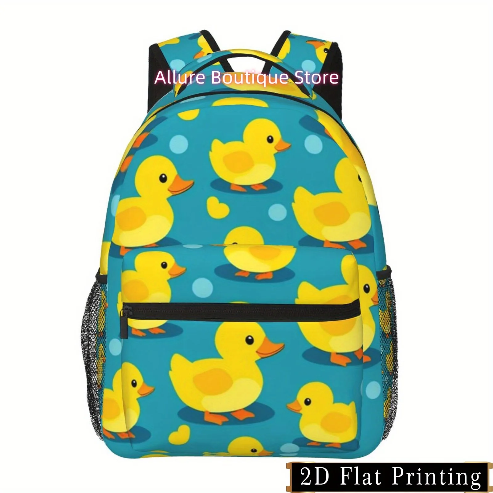 Yellow Duck Print Pattern, Shoulder Strap Back and Waist Protection Design Backpack, Fashionable for ipad Laptop Backpack, Large