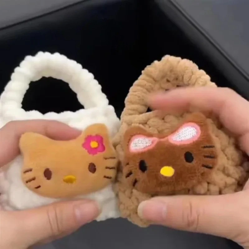 

Kawaii Sanrio Hello Kitty Hawaii Black Kitty Shockproof Headphones Case Headphones Protective Cover Plush Mini Coin Purse Gift