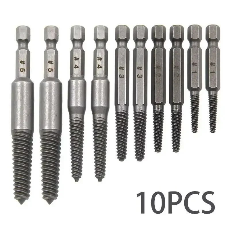 

10pc Hexagonal Shank Broken Screw Extractor Screw Broken Screwdriver Taking out Drill Set drill