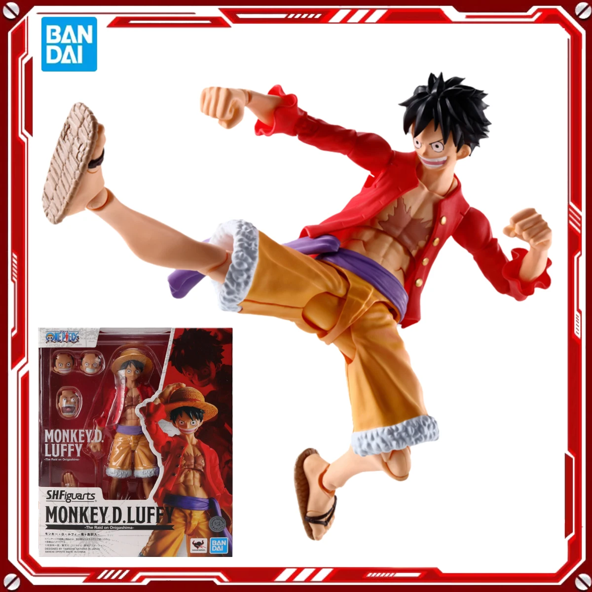 

Bandai Genuine One Piece Anime Model Monkey D Luffy The Raid on Onigashima Toys SHF Action Figure Assembly Model Gift for Kids