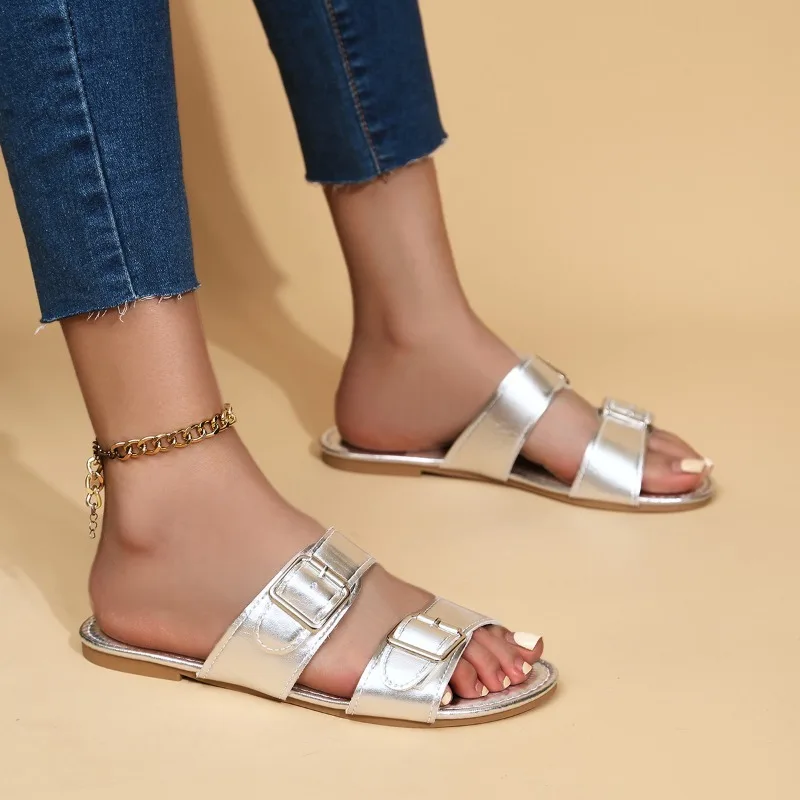 

Летняя уличная одежда из натуральной кожи, удобные сандалии с открытым носком, с пряжкой и круглым ремешком