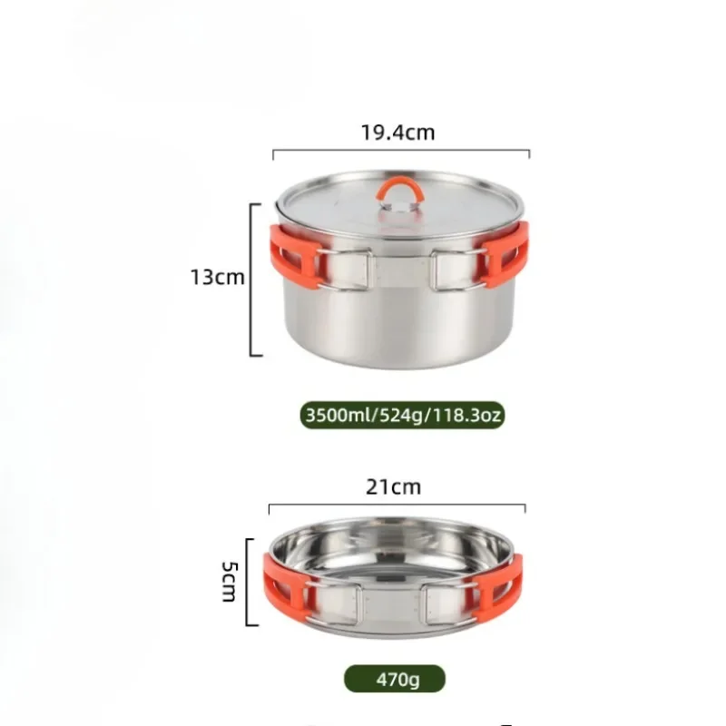 Camping Cookware Set, Lightweight Aluminum Nesting Cooking Pot Kit with Folding Handles, Portable Outdoor Tableware, Ideal for Picnic, Travel, Backpacking and Outdoor Camping Activities, Outdoor Cooking Replacement Supplies, 3pcs/Set
