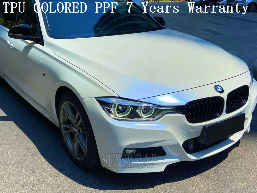 Royal Pearl White to Blue Color Shift TPU PPF Film | High Gloss Finish, Self-Healing, for Luxury & VIP Cars 5x52ft