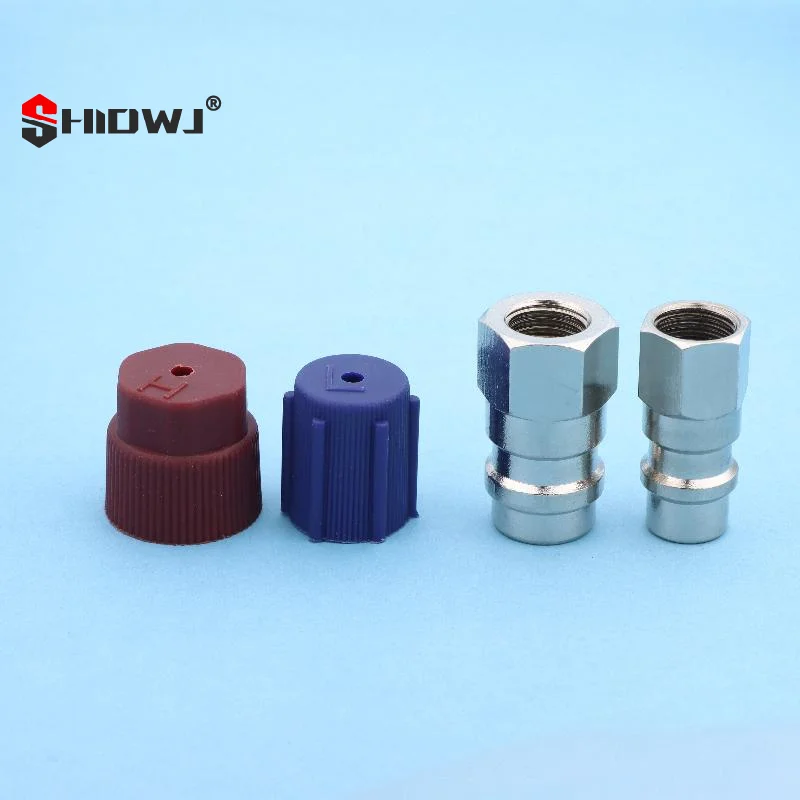 R12 To R134A AC Fitting Conversion Adapter Kit Auto Air Conditioner Conversion Adapter High/Low AC Quick Couplings Fitting Port