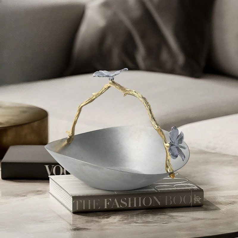 Light luxury high-grade stainless steel high-end sense old fruit plate living room coffee table exquisite ornament