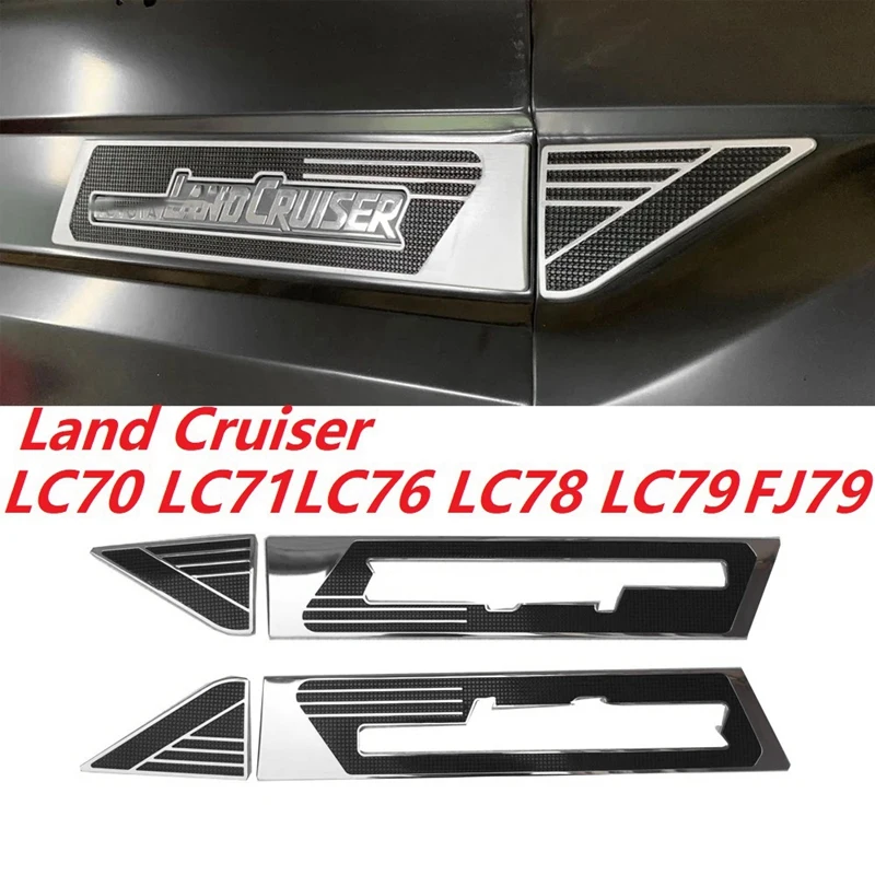 Chrome Side Emblem Sticker Trim Marks Cover For Toyota Land Cruiser LC70 LC71 LC76 LC77 LC79 FJ70 FJ79 Car Accessories