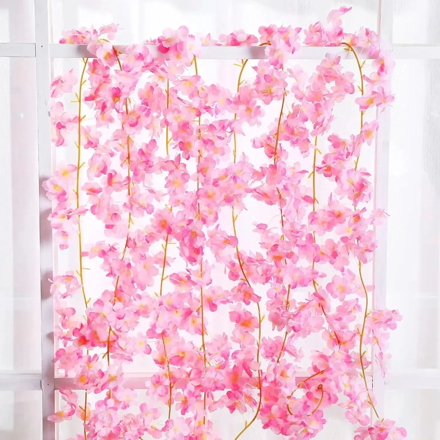 180 cm künstliche Blumen Kirschblüte Sakura Girlande Seide gefälschte Pflanzen Rebe Hochzeit Bogen Ornament Hausgarten Party Dekoration