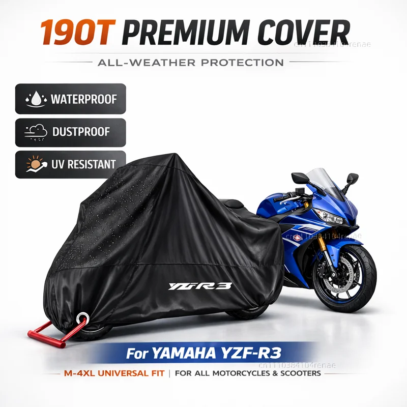 For YAMAHA YZFR3 YZF-R3 YZF R3 190T Motorcycle Cover Waterproof Dustproof UV Protection All Season