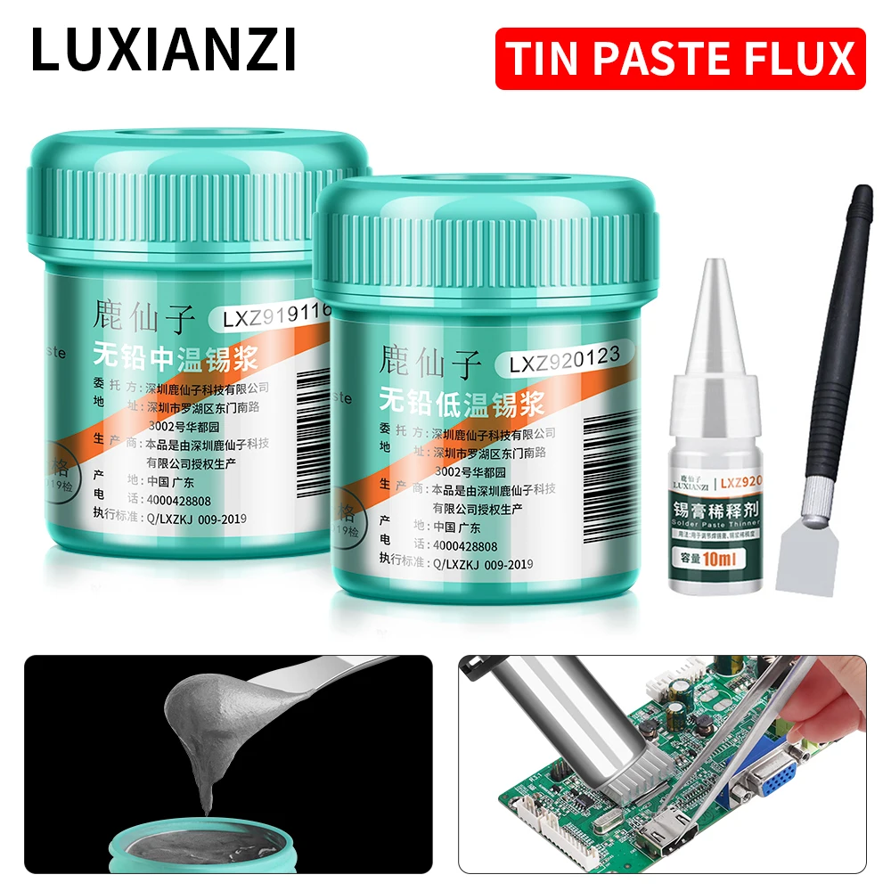 

LUXIANZI 138/183℃ Melt BGA Tin Solder Paste Repair welding PCB CPU LED Rework Tools Sn63/Pb37 Lead Free Soldering Cream Tin Mud