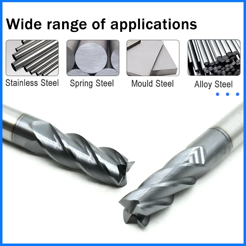 HRC55 Inch End Mill 1/8 3/32 3/16 1/4 3/8 Carbide 4 Flute Spiral Router Bit Altin Coating Cutting For Steel CNC Milling Tool