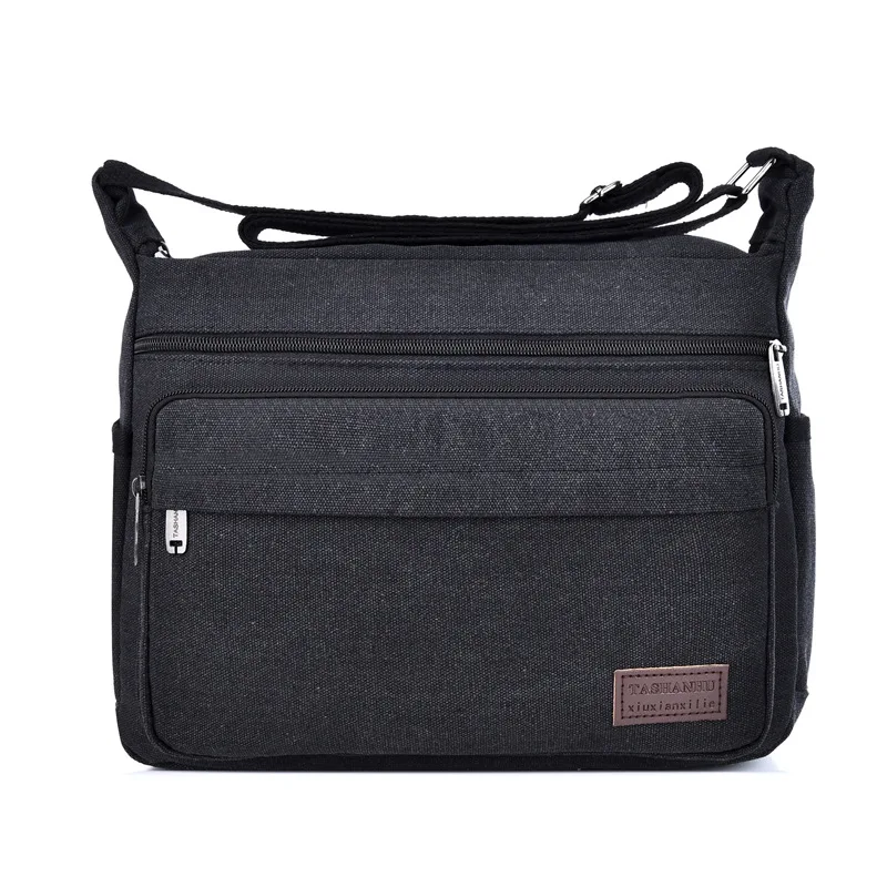 

1pcs Crossbody Shoulder Bag Multi-layer Large Capacity Canvas Retro Style Daily Commuter Multi-functional Men's Bag