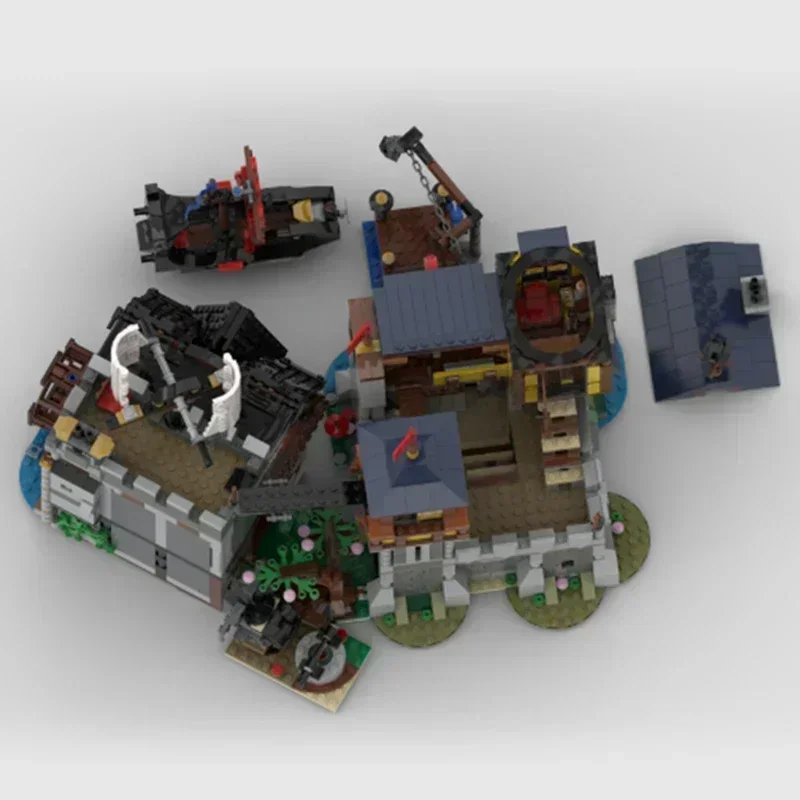 Moc-bloques de construcción de Castillo de sirena y taberna pirata, modelo militar, tecnología Modular, regalo de Navidad, juego de bricolaje, montaje