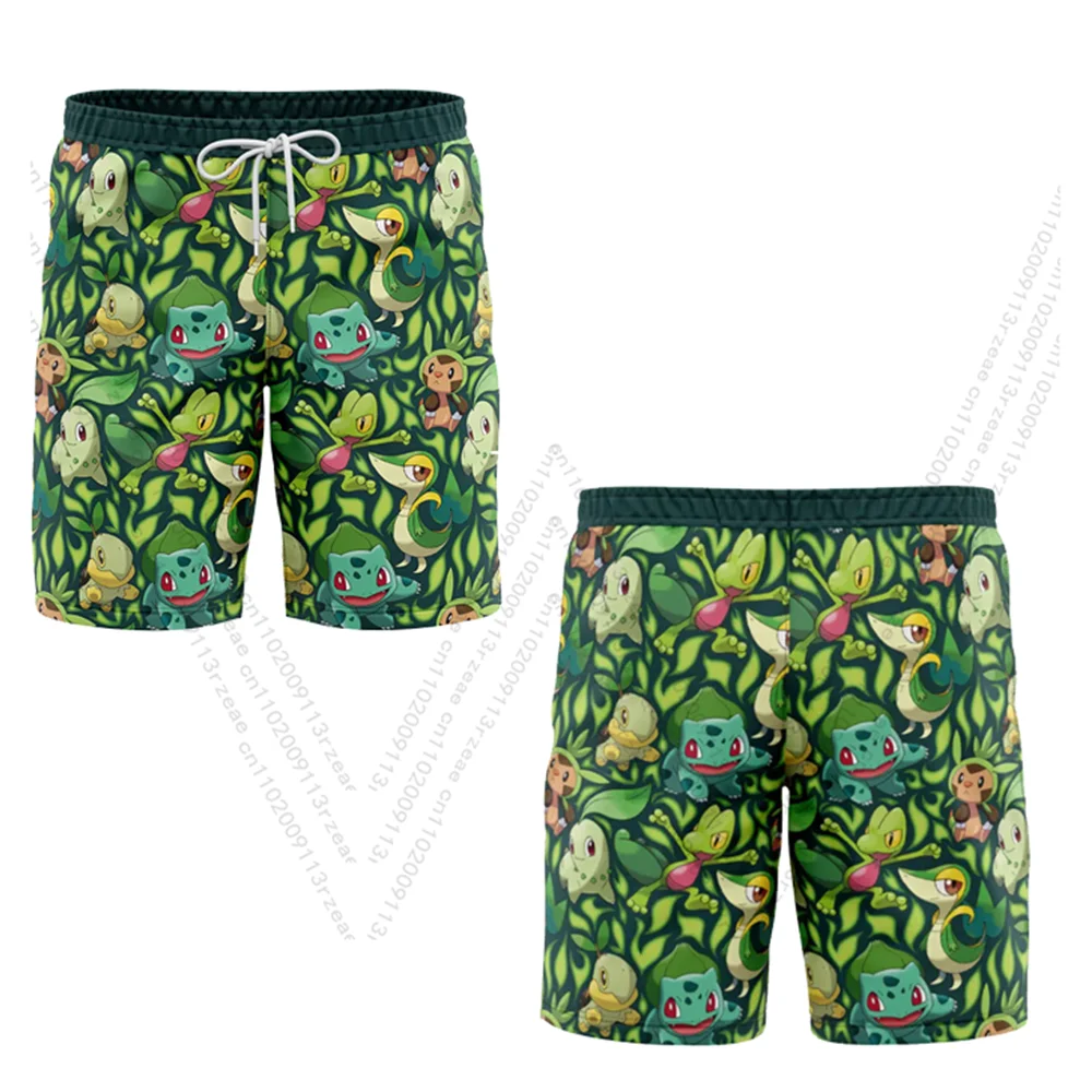 tipo-de-grama-pokemon-anime-shorts-masculino-cosplay-y2k-impressao-anime-ginasio-camiseta-shorts-menino-praia-casual-nadar-esportes-jogging-calcas