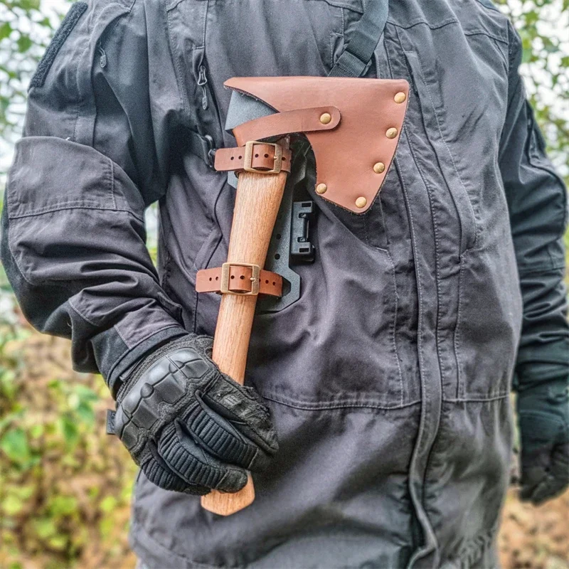 Outdool Tactical Molle Clip Portable Accessories With Hatchet Blade Cover Durable Axe Leather Pu Sheath Bushcraft Camping Tools