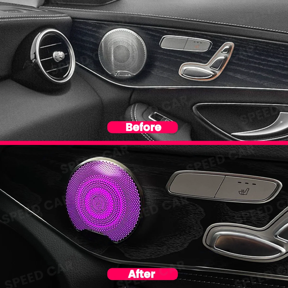 64 Colors Door LED Speaker Cover  For For Mercedes Benz W205 X253 W213 W238 Coupe C/E/GLC Series Speaker Decorative Light Indoor