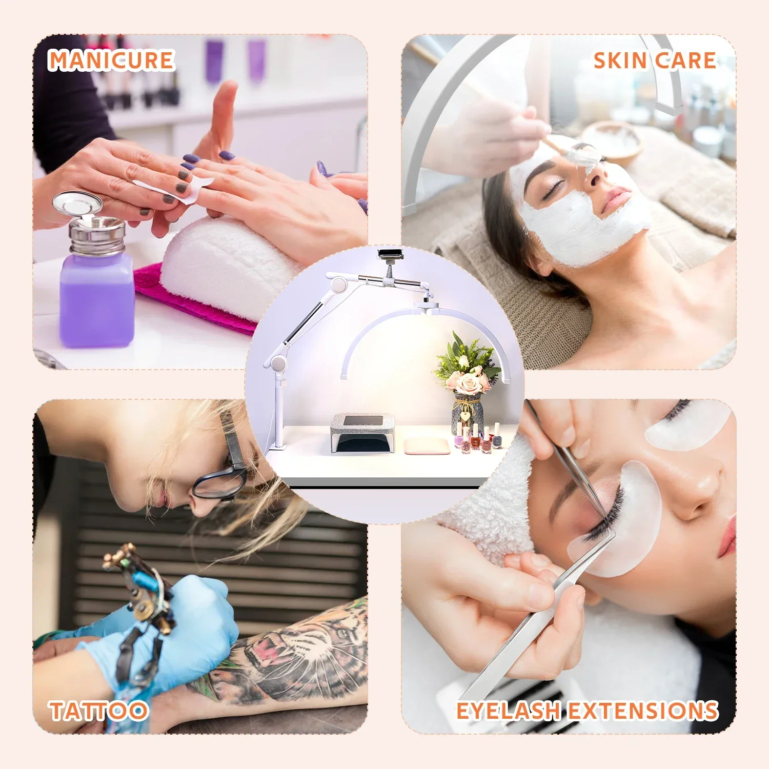 للطي نصف القمر مصباح مانيكير الجمال الوشم التطريز الرموش مشرق قابل للتعديل نصف القمر ملء الجدول الخفيفة للأظافر #5