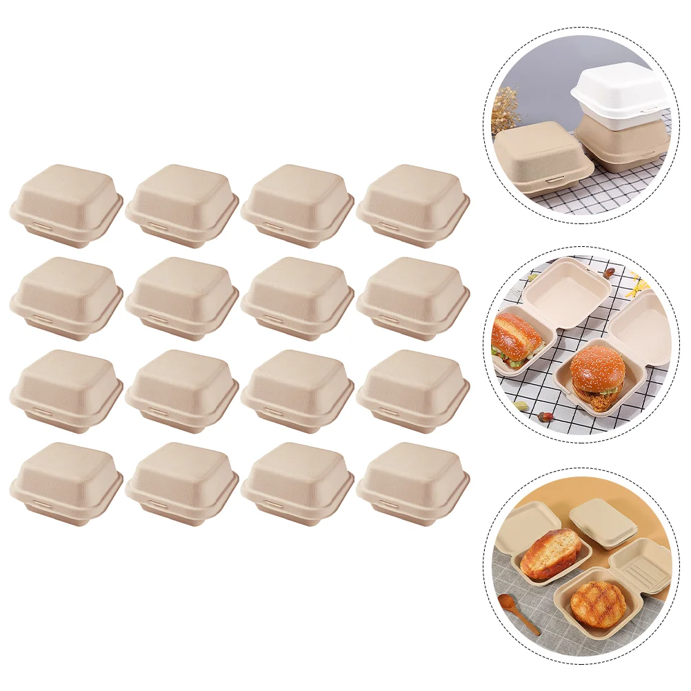 

30 Pcs Hamburger Lunch Box Greasy Food Container Holder Party to Go Boxes Sugar Cane Pulp Takeout Supplies Fast