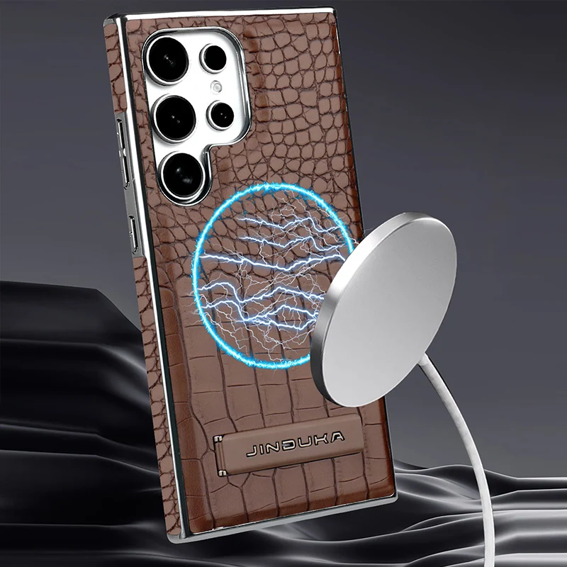 حافظة هاتف جلدية بنمط التمساح عالي الجودة لهاتف سامسونج جالاكسي S23 S24 S25 Ultra/Plus غطاء مطلي بالكهرباء المغناطيسي #2