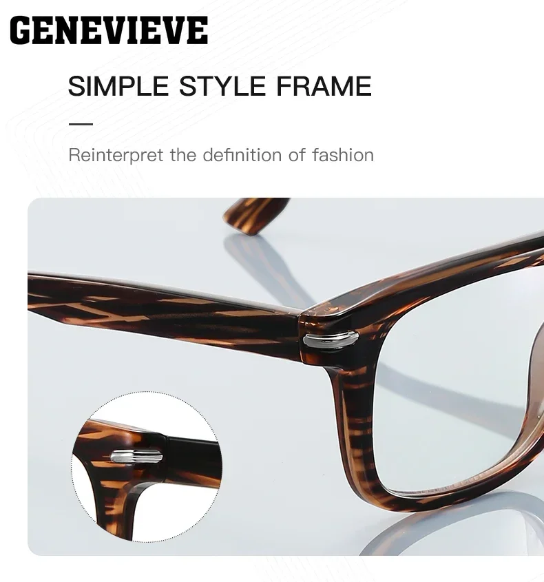 GENEVIEVE New Simple Fashion Men\'s Anti-blue Light Glasses Can Be Customised Prescription Photochromic Ladies Reading Glasses