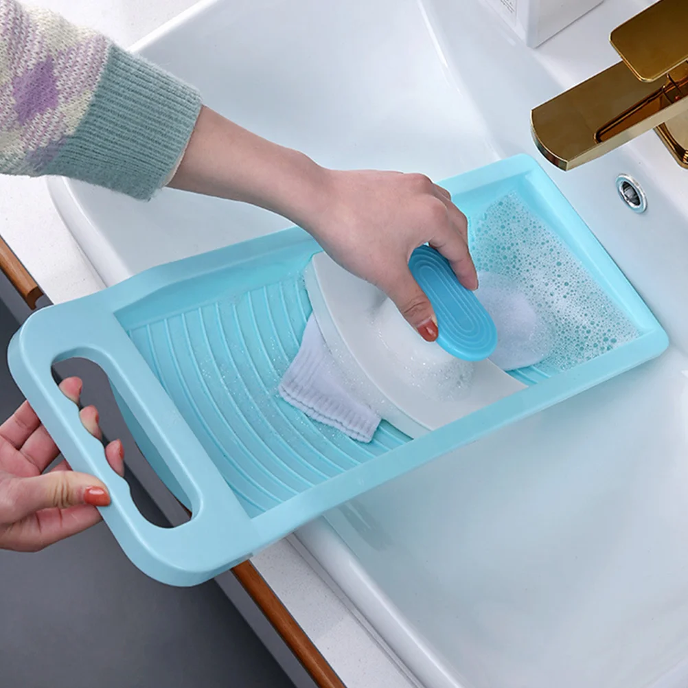 

Mini Washboard Blue Long Sturdy Anti-slip Laundry Handheld Travel Plastic Compact Size Portable Storage Durable PP