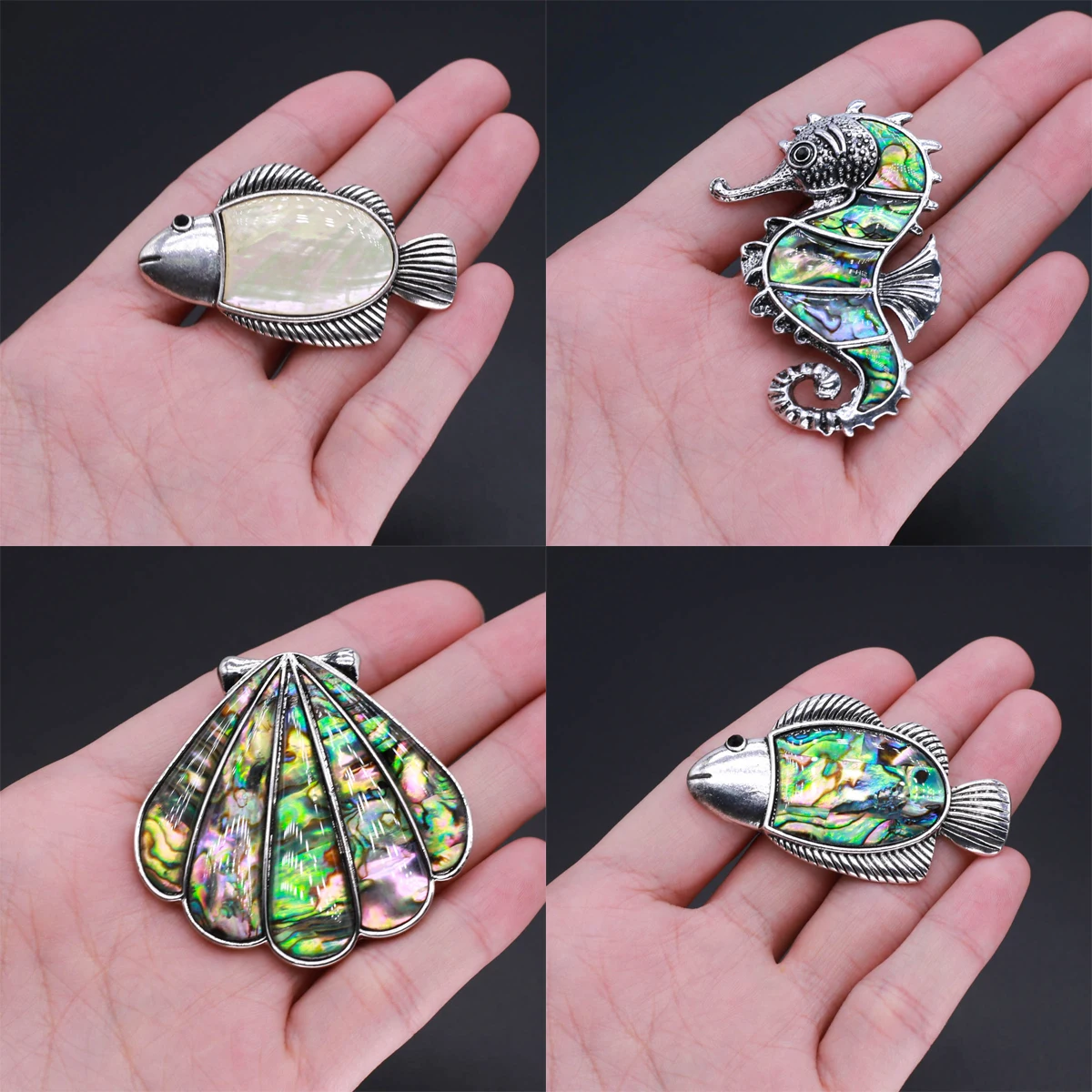 Fish Seahorse Natural Shell Abalone Shell Brooch Pendant Making DIY Necklace Earrings Jewelry Decoration Gift