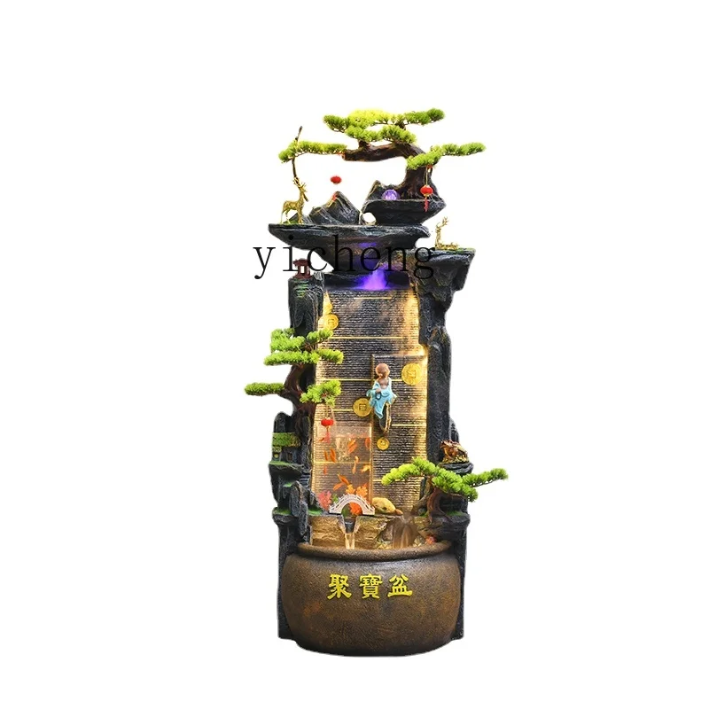 Zc Rockery Make a Fortune as Endless as Flowing Water Fountain Circulating Water Lucky Fish Tank Decoration Ornaments